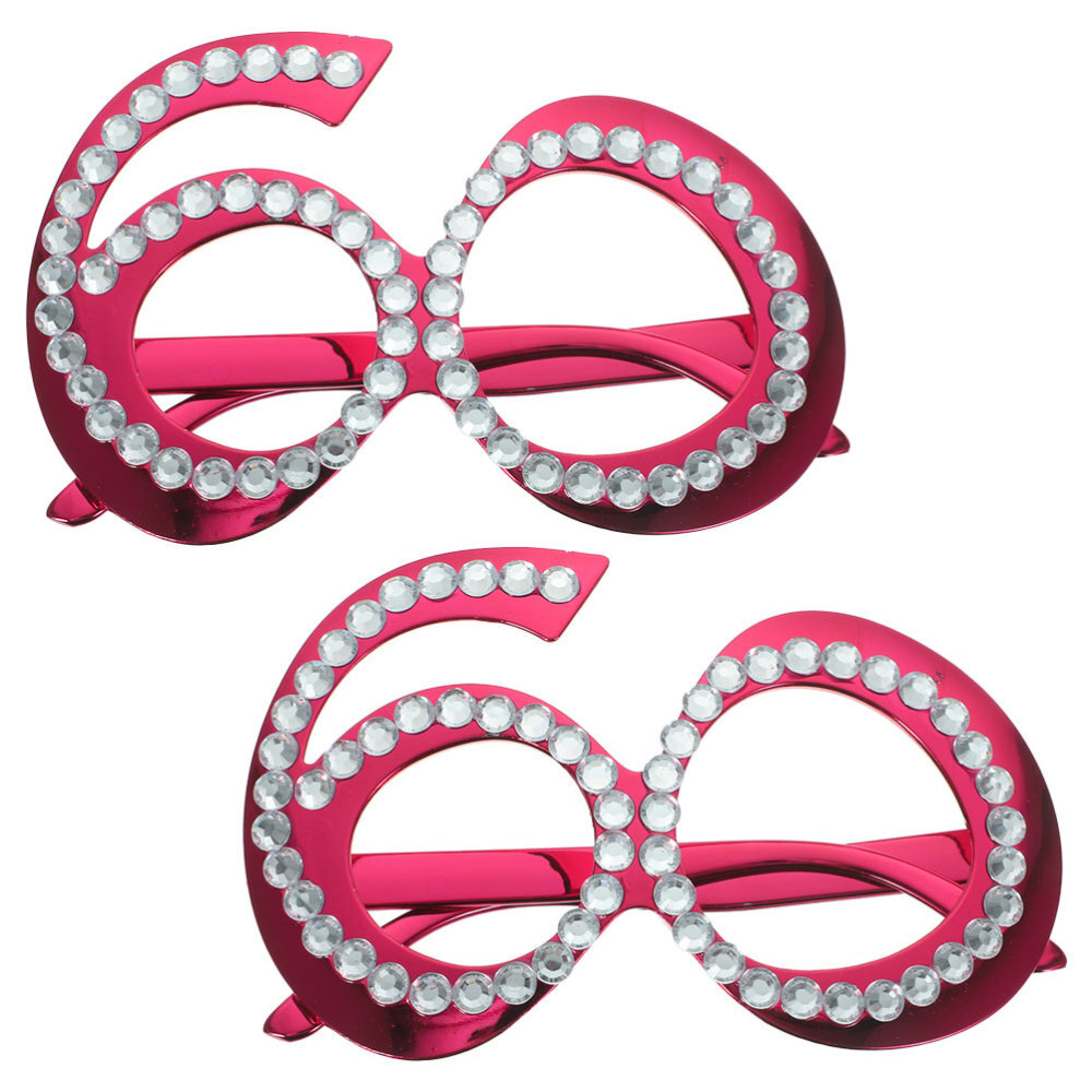 2PCS Funny Birthday Eyeglasses 60th Birthday Party Eyewear Photo