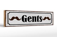 Holzschild Hinweis 46X10 Cm Gents Schnurrbart Herren WeißEs Schild