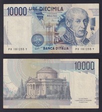 Banconota Italia 10000 lire Volta 1984 (1997) P.-112d BB/VF