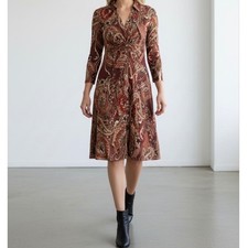 Tommy Hilfiger Paisley Matte Jersey Shirt Dress Tie Waist NEW size 4