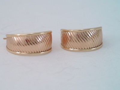 DESIGNER JCM  JACMEL MARURITIUS 14K GOLD  WIDE HOOP EARRINGS