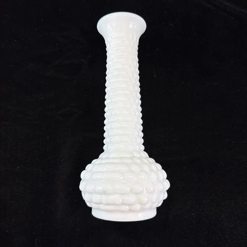 Vintage EO Brody White Milk Glass USA Hobnail Bud Vase 7 3/4" Flower Granny Core