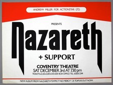 NAZARETH &ndash; rare original Coventry Theatre 1977 concert poster *EXPECT NO MERCY*