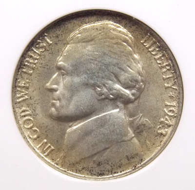 #ad 1943 quot;Dquot; Jefferson WARTIME Silver Nickel 5c ANACS MS66 6FS #251 *SOAPBOX* 6 FULL $89.99