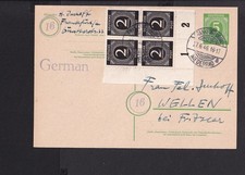 O12 / All. Besetzung Ziffer 912 Viererblock Eckrand / Frankfurt Niederrad 1946