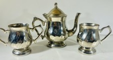 Mini Tea Set by GODINGER Silver Art Co Teapot Creamer Sugar Silver Plate VTG