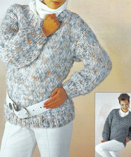 2060 LADIES EASYKNIT CHUNKY SWEATERS 28 - 36" VINTAGE KNITTING PATTERN COPY