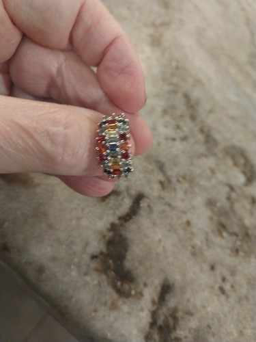 Anillo con racimo de zafiros múltiples en platino sobre plata de ley (talla 6,0) 2,60 quilates - Imagen 10 de 22