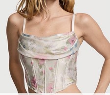 NWT Victoria's Secret Satin Draped Corset Top Women In Delicate Garden XS