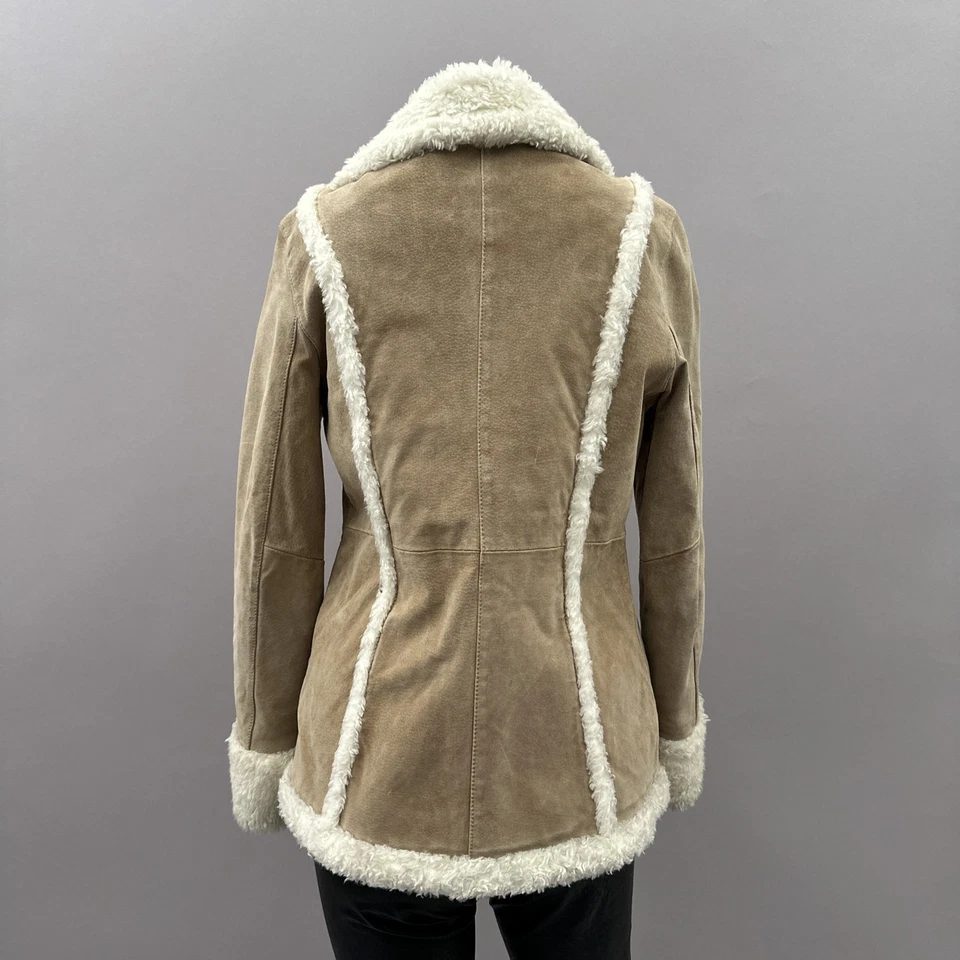 Xhilaration Vtg Y2K 90s Jacket Women S Tan Leather Suede Faux Fur Penny Lane - Image 4 of 4