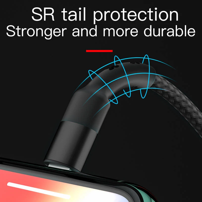 USB-C Fast Charger Cable PD 60W Nylon Braided 1Ft USB-C Data Sync Cord, Black - Image 2 of 4