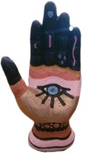 Hamsa Decor Hand Figurine Unique Painted Protection Faith 8"