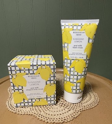 Beekman 1802 Sunshine Lemon Goat Milk Whipped Body Cream Set and Hand Cream New