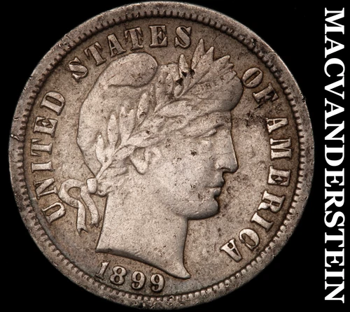 1899-O Barber Dime - Bent  Scarce  Extra Fine  Better Date  No Reserve  #G9583
