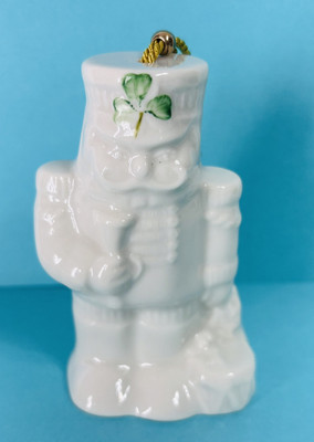 BELLEEK Ireland Nutcracker Bell Christmas Ornament B2881 With Drum. Tree Hanging
