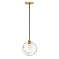 HäNgelampe Metall Glas E27 D: 27,4 Cm In Messing Antik Kugel Pendelleuchte