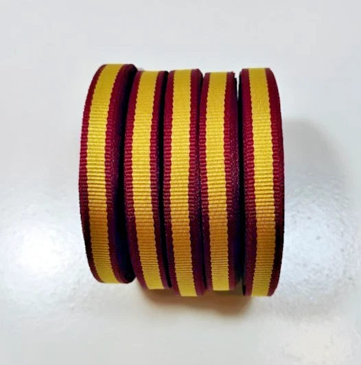 Burgundy and Gold Stripe Grosgrain Ribbon 1/4" wide x 50 yards Schiff Polyester - Image 3 of 4