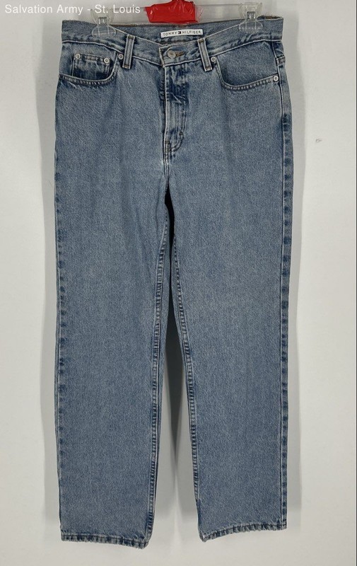 Tommy Hilfiger Womens Blue Denim Light Wash Straight-Leg Jeans Size Small