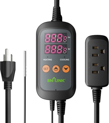 BN-LINK Digital Temperature Controller Thermostat Outlet with Heating Black 