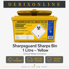 Sharpsguard 1 Litre - Yellow Sharps Bin Clinical Waste Needle Disposal Container