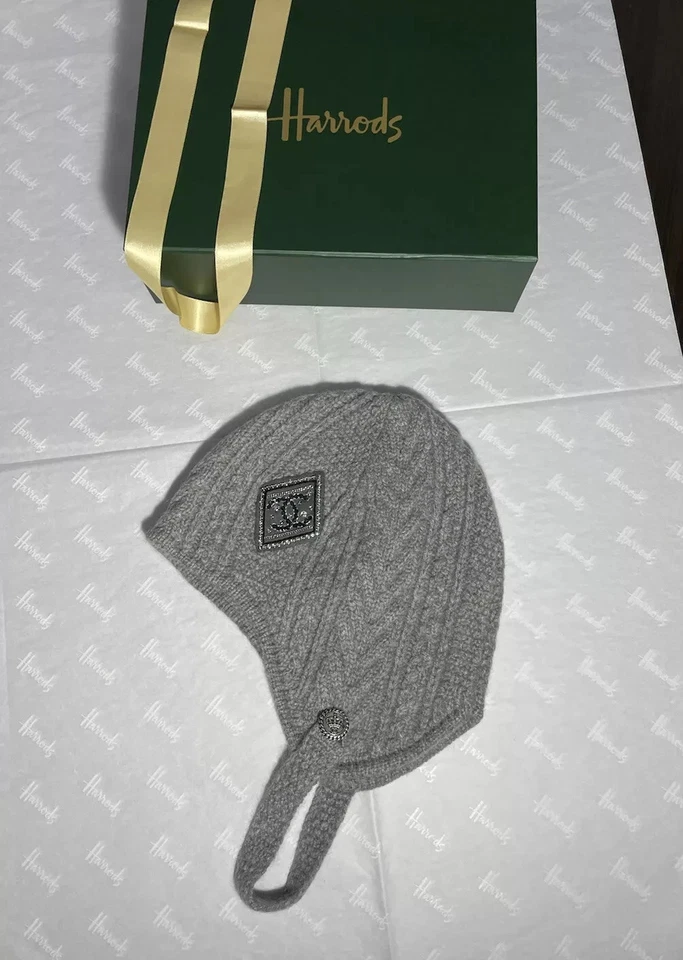 Sombrero Chanel 100 % cachemir gris con cristales de Swarovski NUEVO Foto 3 de 4