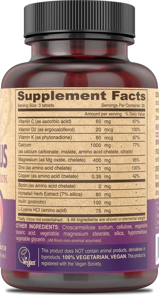 DEVA Vegano Calcio Magnesio Suplemento Plus, Zinc, Vitamina C, Vitamina D, K y Foto 3 de 4