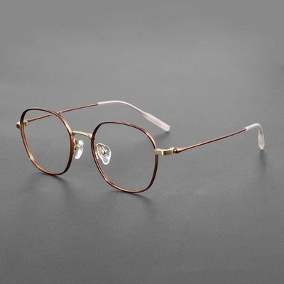 Ultralight 7.6g Pure Titanium Eyeglasses Frame Women Polygon 129mm Eyewear