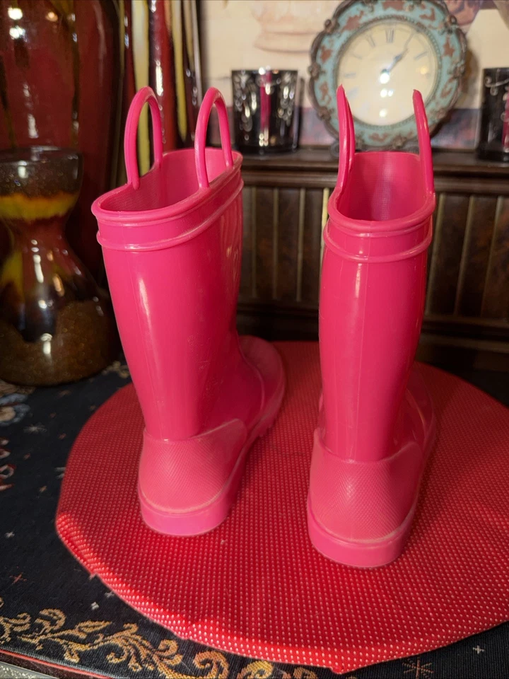Botas de lluvia de goma rosa brillante para niños - talla 1 Foto 3 de 4