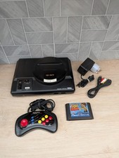 Sega Mega Drive Black Console with Power Supply, Controller, Game Tested Working