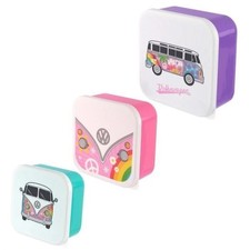 Official Volkswagen VW Campervan  Set of 3 Square Lunch Box M/L/XL pastel colour