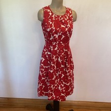 Talbots size 6 petite red and white print sleeveless dress