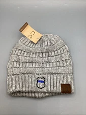 C.C. Exclusives Unisex Ribbed Beanie Lt Grey Mix, Support Blue Badge, NWT