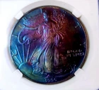 1995 American Silver Eagle  MS70   RAINBOW TONED