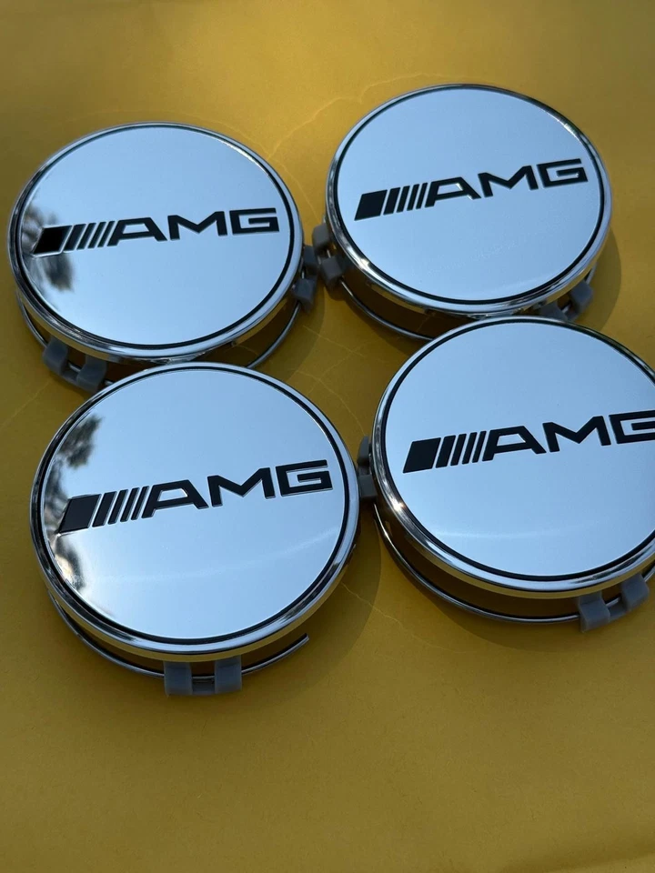 AMG Set of 4 Mercedes Benz CHROME AMG Center Caps 3 Inch/75mm Fits Most Models Foto 3 de 4