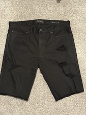 PacSun Men s Black Distressed Denim Shorts Skinny Fit 5-Pocket Button Dark Wash