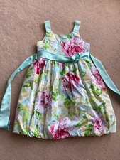 BONNIE JEAN 16 FLORAL SLEEVELESS PARTY/ HOLIDAY DRESS, RIBBON SASH, FABRICFLOWER