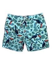 St. John s Bay Men s XXL Swim Trunks NWT Turquoise Toucan Print 9" Inseam