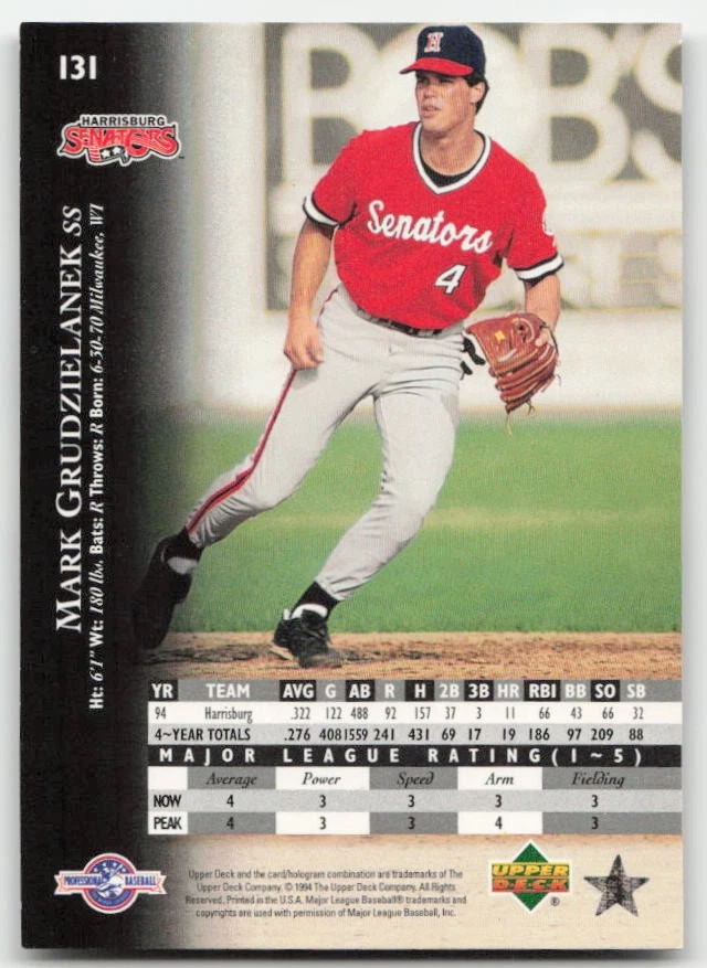 1995 Upper Deck Minor League #131 Mark Grudzielanek - Image 2 of 2
