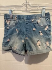 Girls H  M Brand Floral Denim Blue Shorts Size 4/5 Youth
