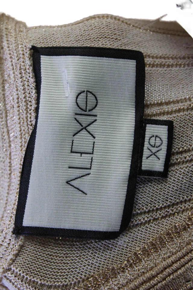 Vestido Suéter Alexis Mujer Beige Rayas Midi Manga Corta Cuello Redondo Talla XS Foto 4 de 4