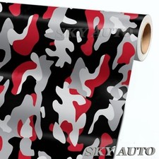 Red Black White Gray Camouflage Vinyl Car Wrap Sheet Free Tools 2 Feet Up 