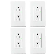 4 Pack GFCI Outlet 15A Wall Receptacle Tamper Resistant TR WR w/ Wall Plate ETL