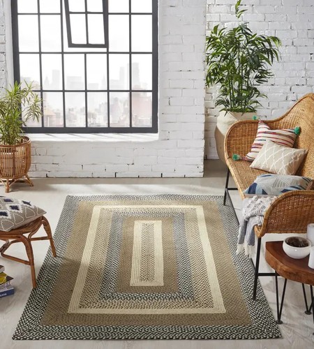 Harbor Braided Area Rug By IHF Rugs. Oval & Rectangle. Many Sizes. Red, Beige - Picture 6 of 29