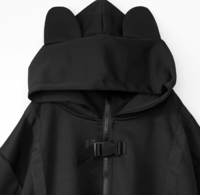 Cyberpunk ALL BLACK cat ears hooded jacket - NWT | eBay