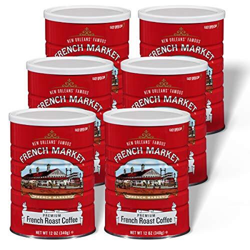French Market French Roast Medium-Dark Roast Ground Coffee 12oz Can Pack of 6