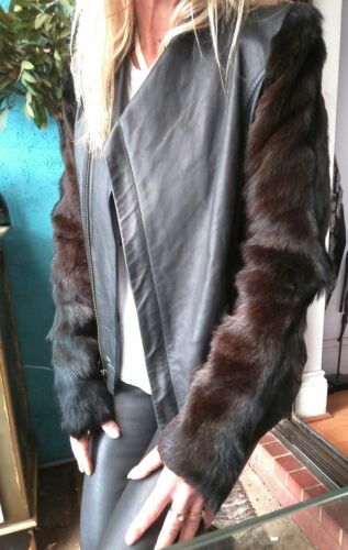 Helmut Lang Carmine Goat Fur & Leather Jacket Sz S