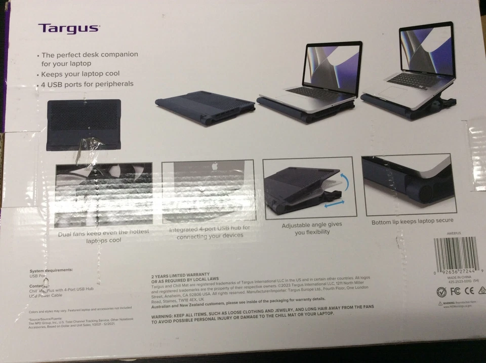 Alfombrilla de refrigeración para portátil con concentrador USB 2.0 de 4 puertos (Targus) Foto 3 de 4