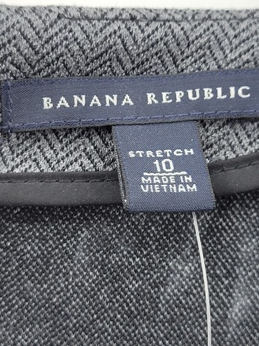 Banana Republic Dress Womens 10 Gray Herringbone Short Sleeve Academia Career - Picture 4 of 12