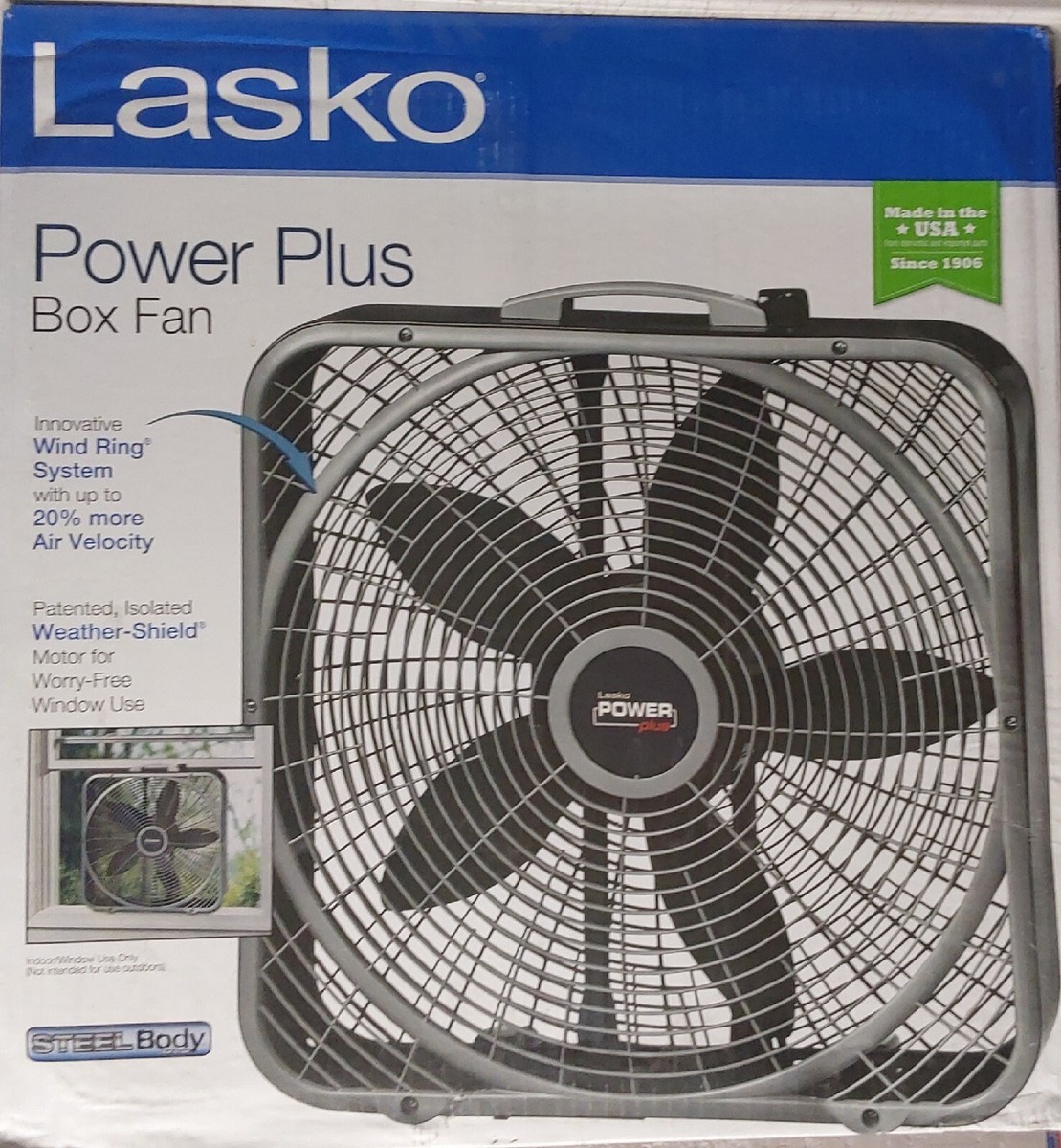 NEW! LASKO 20 3 Speeds Box Fan W/Weather-Shield Design for Window Use  46013461377 | eBay