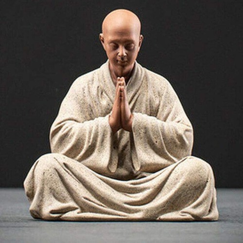 Statua monaco scultura ceramica Cina Buddha buddismo zen figura decorazione - Foto 2 di 8